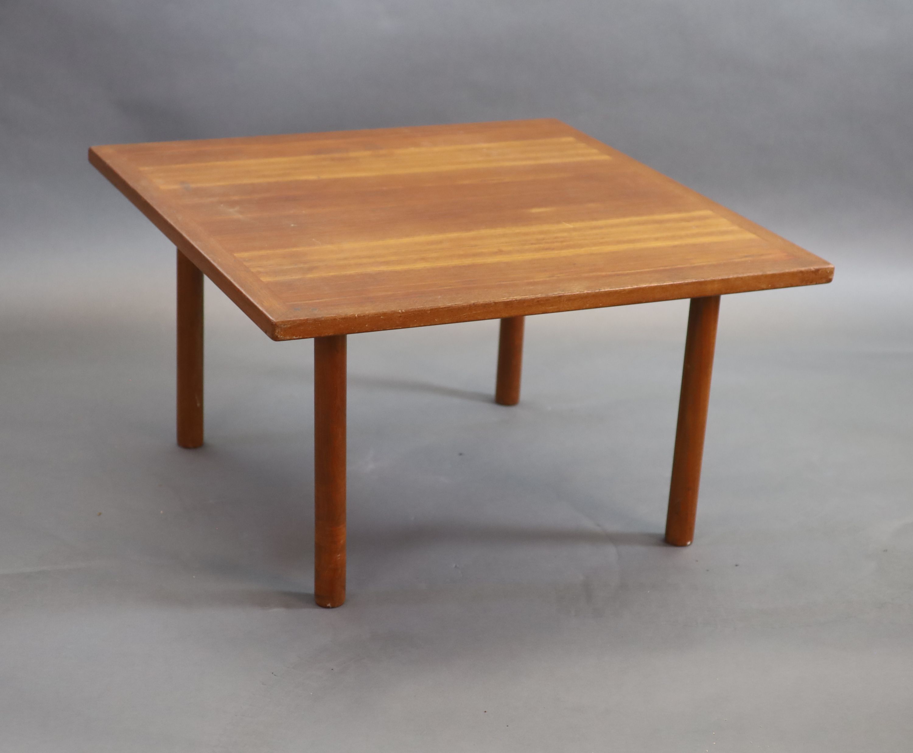 Hans Wegner for Andreas Tuck, a Danish teak coffee table, 85 x 85cm, 50cm high.